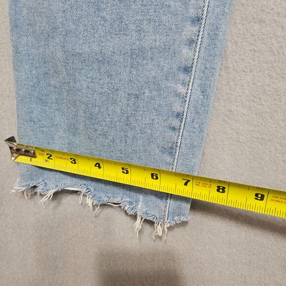 Paige Sz 14 Hoxton Slim Raw Crop Light Wash High Rise Blue Jeans - Picture 6 of 9